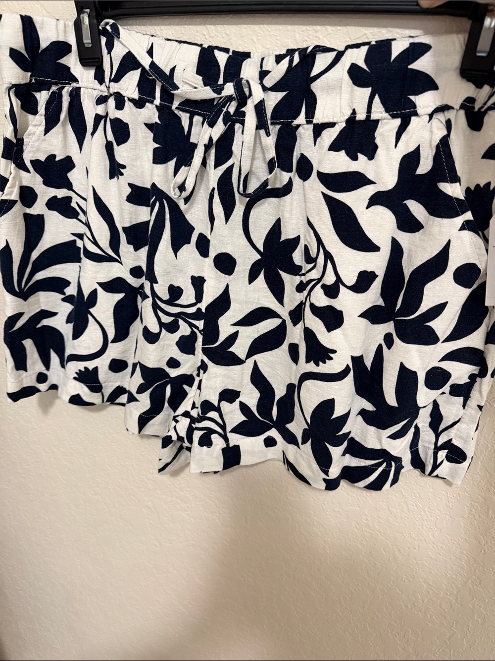 Time and Tru White Shorts with Navy Floral Print